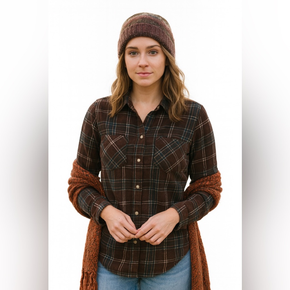 Lucky Brand Earthy Plaid Flannel Shirt